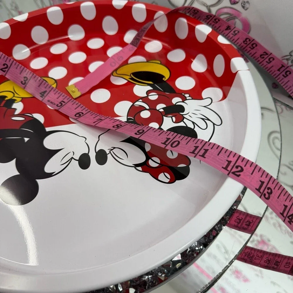 Disney tray lip sides Mickey & Minnie Red White Polka Dot Serving Tray